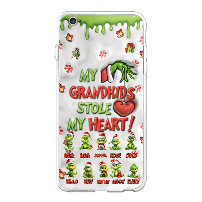 Custom Personalized Christmas Mama Grandkid Phone Case - Gift Idea For Grandkids - Upto 10 Kids - My Grandkids Stole My Heart - Case For iPhone/Samsung