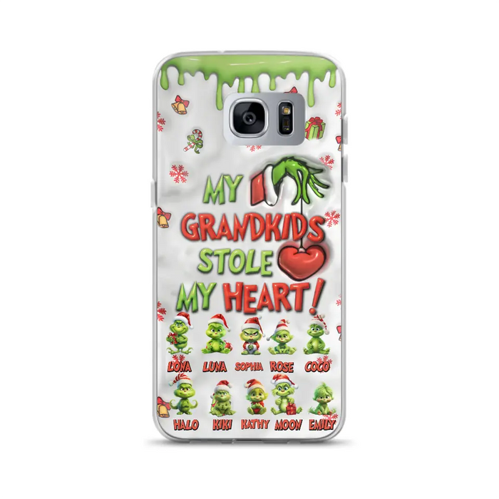 Custom Personalized Christmas Mama Grandkid Phone Case - Gift Idea For Grandkids - Upto 10 Kids - My Grandkids Stole My Heart - Case For iPhone/Samsung