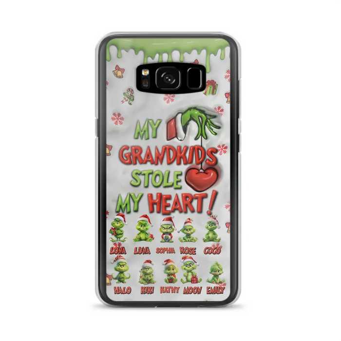 Custom Personalized Christmas Mama Grandkid Phone Case - Gift Idea For Grandkids - Upto 10 Kids - My Grandkids Stole My Heart - Case For iPhone/Samsung