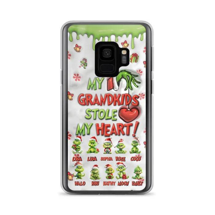 Custom Personalized Christmas Mama Grandkid Phone Case - Gift Idea For Grandkids - Upto 10 Kids - My Grandkids Stole My Heart - Case For iPhone/Samsung