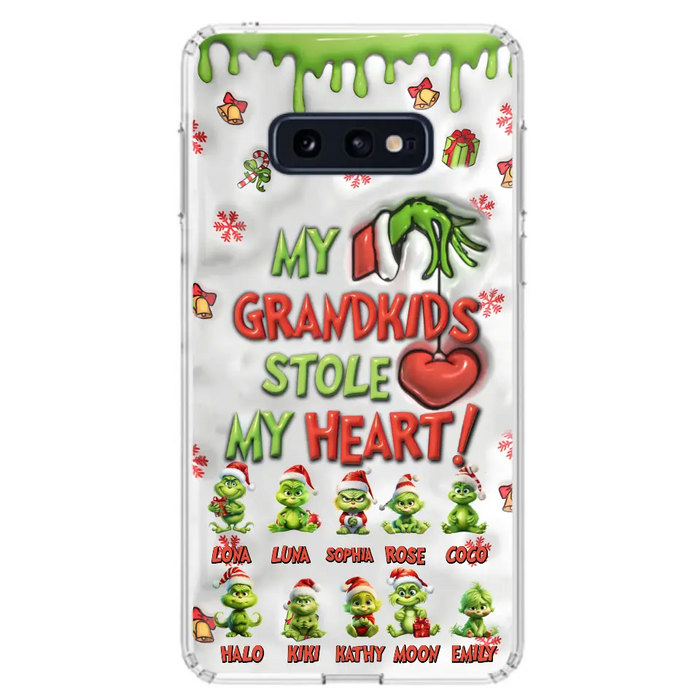 Custom Personalized Christmas Mama Grandkid Phone Case - Gift Idea For Grandkids - Upto 10 Kids - My Grandkids Stole My Heart - Case For iPhone/Samsung