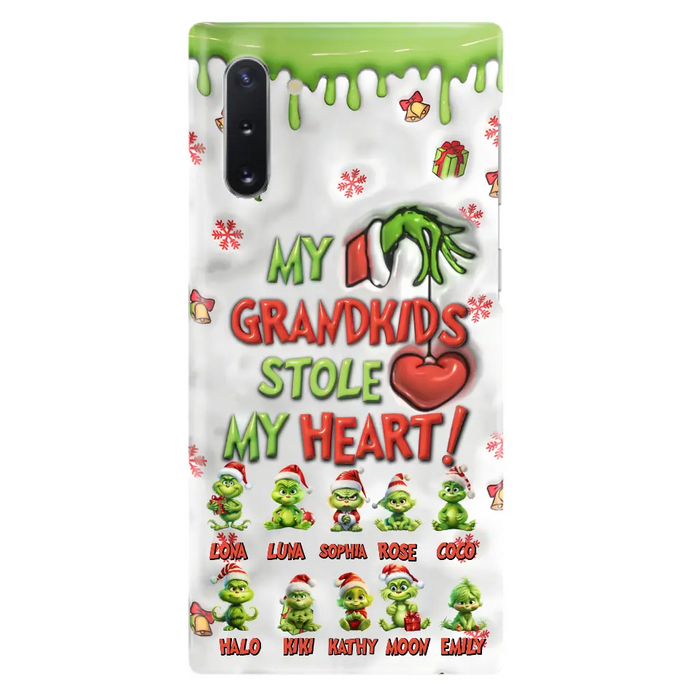 Custom Personalized Christmas Mama Grandkid Phone Case - Gift Idea For Grandkids - Upto 10 Kids - My Grandkids Stole My Heart - Case For iPhone/Samsung