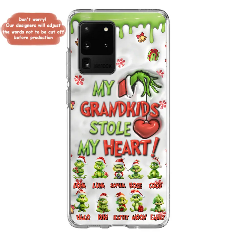 Personalized Christmas Mama Grandkid Phone Case - Gift Idea For Grandkids - Up to 10 Kids - My Grandkids Stole My Heart - Case For iPhone/Samsung
