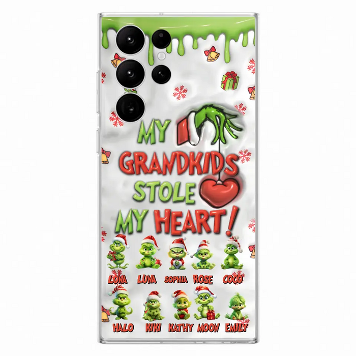 Custom Personalized Christmas Mama Grandkid Phone Case - Gift Idea For Grandkids - Upto 10 Kids - My Grandkids Stole My Heart - Case For iPhone/Samsung