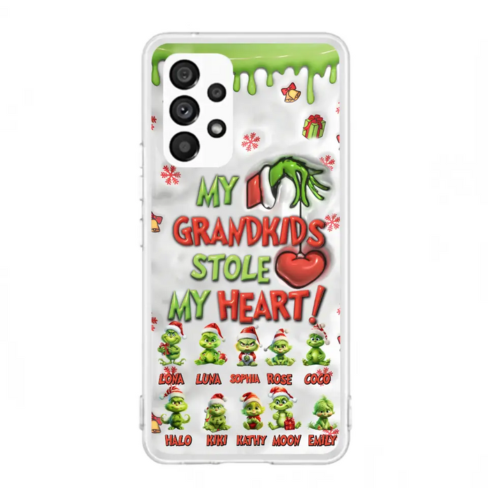 Custom Personalized Christmas Mama Grandkid Phone Case - Gift Idea For Grandkids - Upto 10 Kids - My Grandkids Stole My Heart - Case For iPhone/Samsung