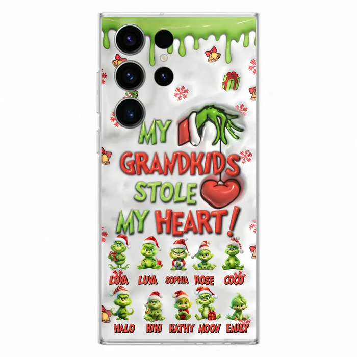 Custom Personalized Christmas Mama Grandkid Phone Case - Gift Idea For Grandkids - Upto 10 Kids - My Grandkids Stole My Heart - Case For iPhone/Samsung