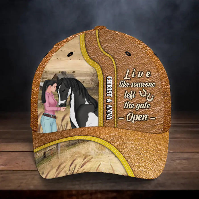 Custom Personalized Horse Lover Baseball Cap - Gift Idea For Horse Mom/ Horse Lover - Live Like Someone Left The Gate Open