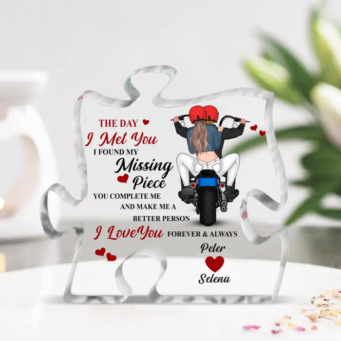 Custom Personalized Biking Couple Acrylic Plaque - Gift For Couple/ Him/ Her- The Day I Met You