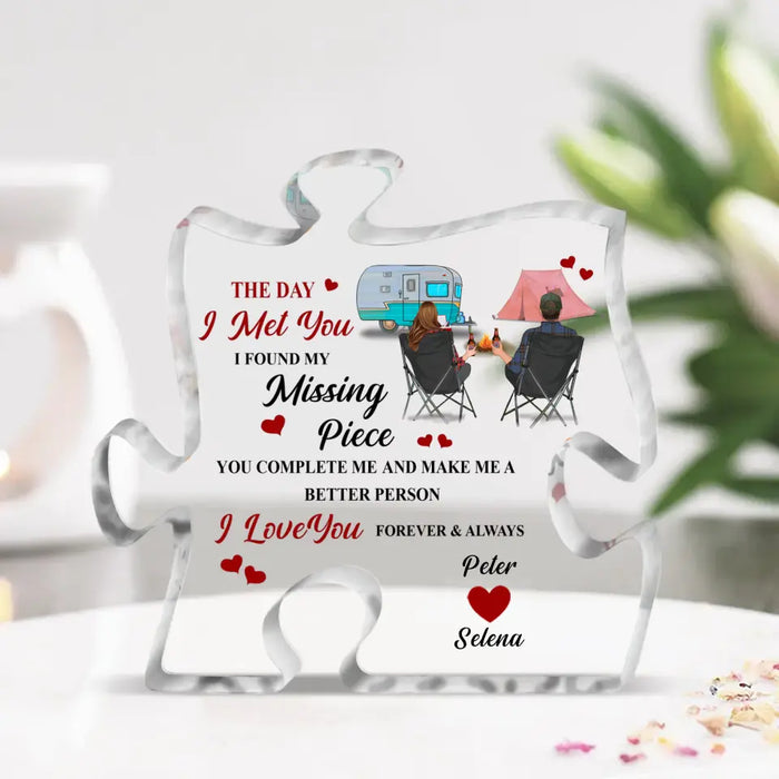 Custom Personalized Camping Couple Acrylic Plaque - Gift For Couple/ Camping Lover - The Day I Met You