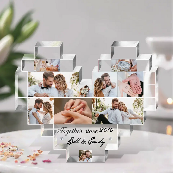 Custom Personalized Couple Heart Puzzle Acrylic Plaque - Gift For Valentine/ Wedding/ Anniversary - Upload Photo - Forever & Always