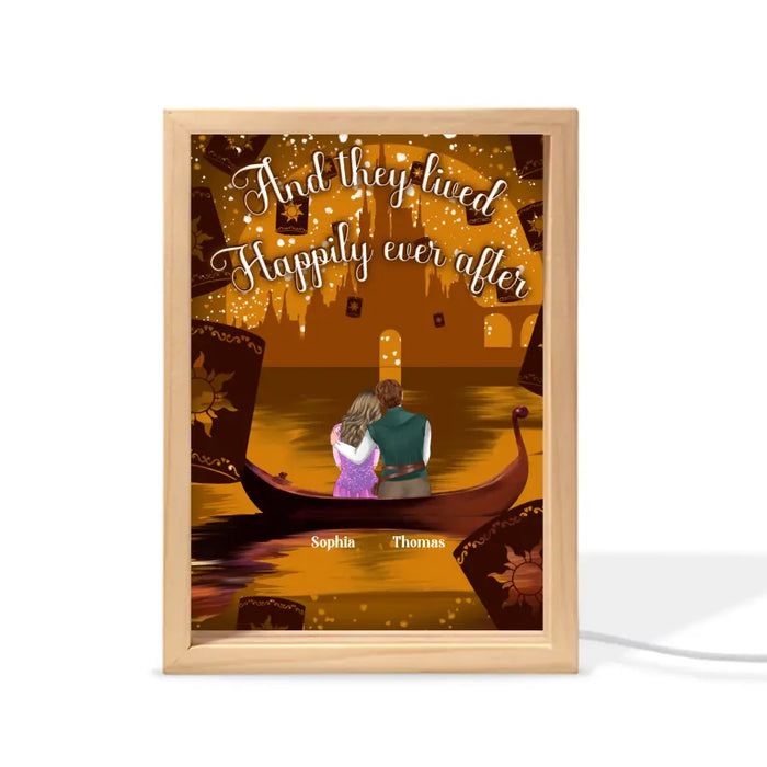 Custom Personalized Couple In Cartoon Frame Light Box - Anniversary/ Valentine/ Christmas Gift Idea For Couple - And They Lived Happily Ever After