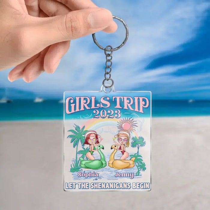 Personalized Girls Acrylic Keychain - Gift Idea For Best Friends/ Birthday with up to 4 Girls - Let The Shenanigans Begin