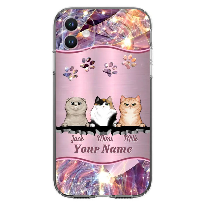 Custom Personalized Cats Phone Case - Gift Idea For Cat Lover - Up to 3  Cats - Cases For iPhone/Samsung