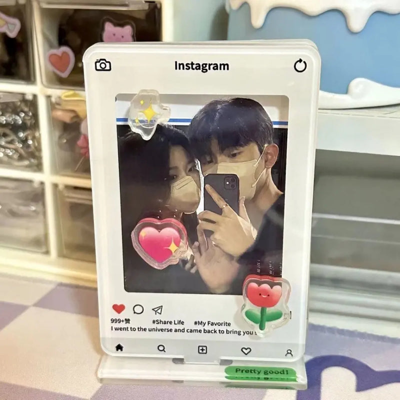 Acrylic Custom Cute Emojis Photo Frame - Gift Idea For Couple/Him/Her