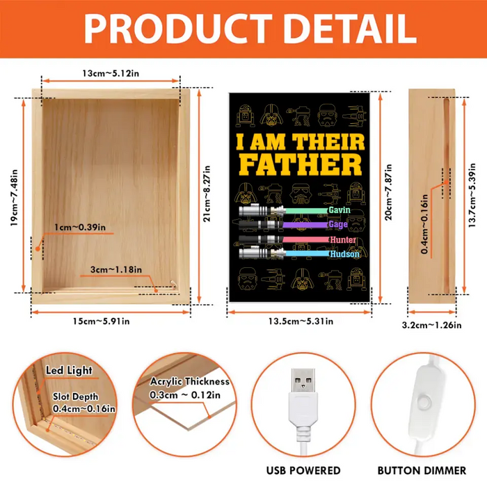 Custom Personalized Father Frame Light Box - Father's Day Gift Idea - I Am Their Father