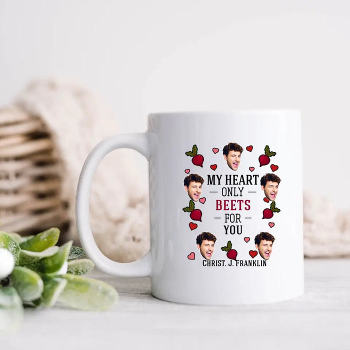 Custom Upload Photo Coffee Mug - Gift Idea For Couple/Him/Her/Valentine's Day - My Heart Only Beets For You