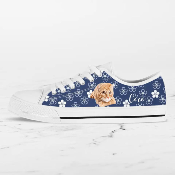 Custom Personalized Cat Photo Canvas Sneakers - Gift Idea for Cat Lovers