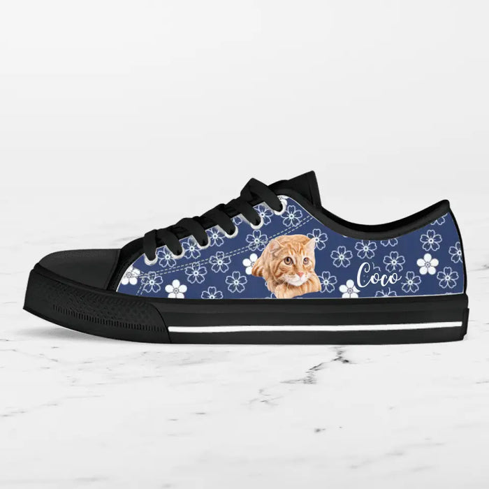 Custom Personalized Cat Photo Canvas Sneakers - Gift Idea for Cat Lovers