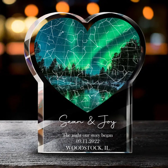 Custom Personalized Couple Star Map Acrylic Plaque - Valentine's Day Gift Idea for Couple - The Night Our Story Began