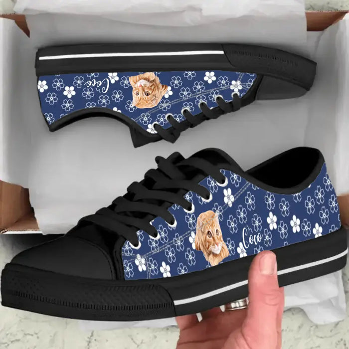 Custom Personalized Cat Photo Canvas Sneakers - Gift Idea for Cat Lovers