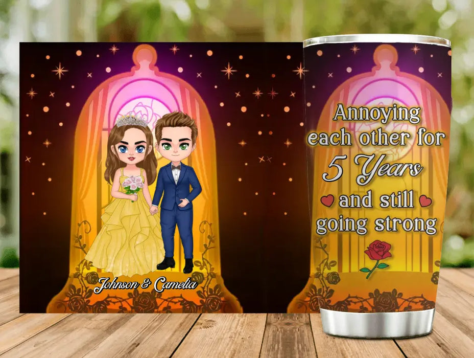 Custom Personalized Wedding Couple Tumbler - Gift Idea For Couple/Him/Her/Valentine's Day - Annoying Each Other For 5 Years And Still Going Strong