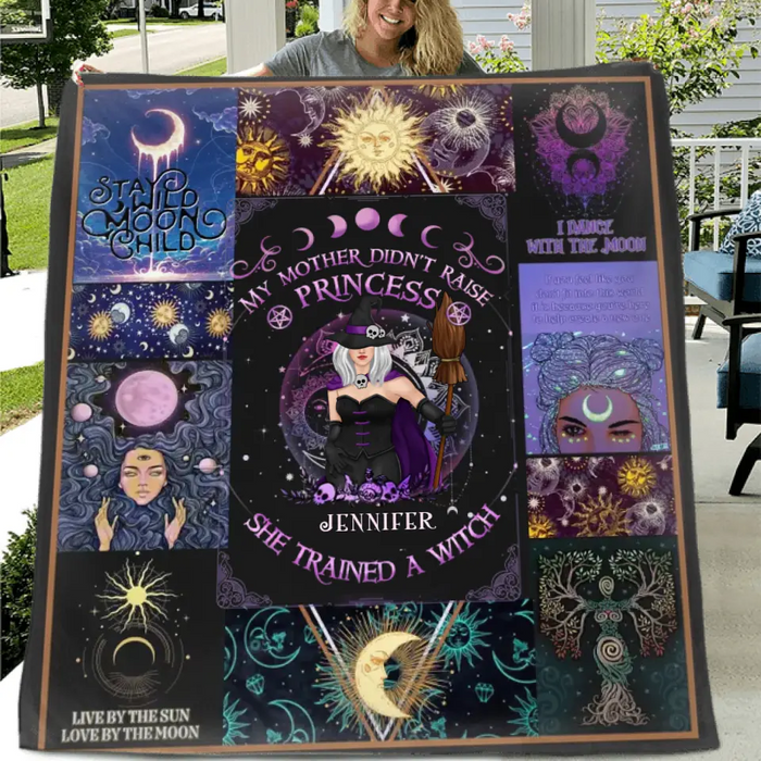 Custom Personalized Witch Quilt/Fleece Blanket/Pillow Cover - Halloween Gift Idea For Witch Lovers - To My Daughter