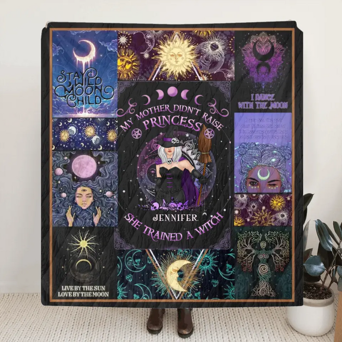 Custom Personalized Witch Quilt/Fleece Blanket/Pillow Cover - Halloween Gift Idea For Witch Lovers - To My Daughter