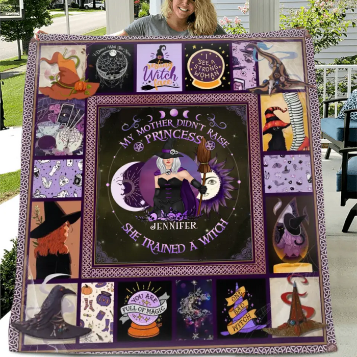 Custom Personalized Witch Quilt/Fleece Blanket/Pillow Cover - Halloween Gift Idea For Witch Lovers - Remember Whose Daughter You Are