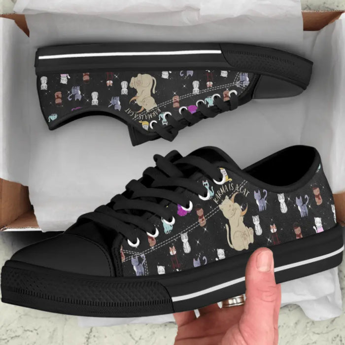 Cat Canvas Sneakers - Gift for Cat Lovers - Karma Is A Cat