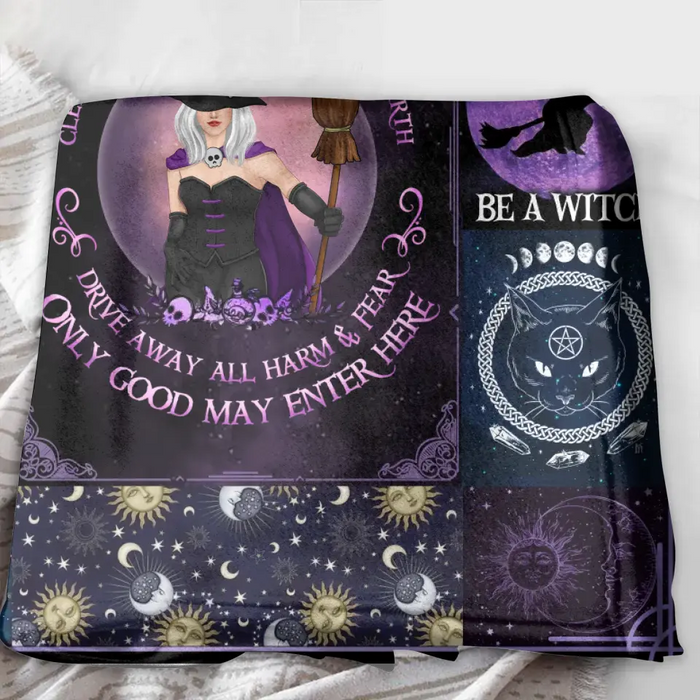 Custom Personalized Witch Quilt/Fleece Blanket - Halloween Gift Idea For Witch Lovers - Smoke Of Air And Fire