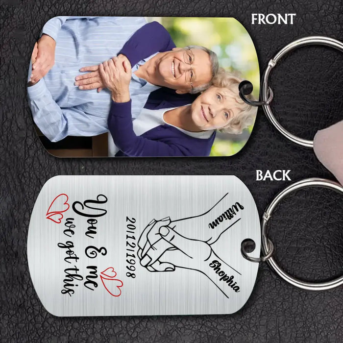 Personalized Photo Keychain, Memorial Gifts, Custom Photo - You & Me We Got This