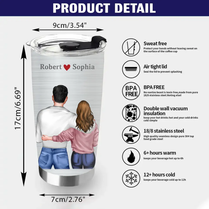 Custom Personalized Couple Tumbler - Gift Idea For Couple/Him/Her/Valentine's Day - There Will Always Be More Love Than Miles Between Us