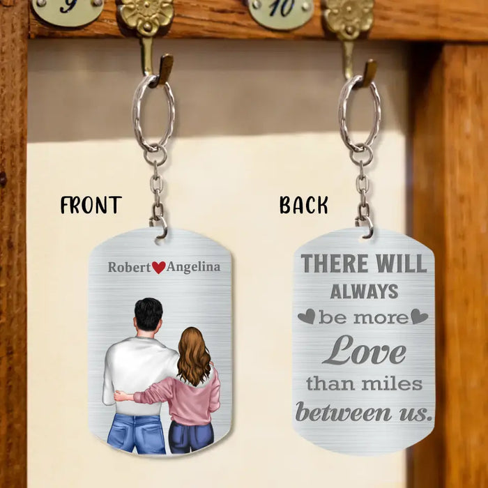 Custom Personalized Couple Aluminum Keychain - 
 Gift Idea For Couple/Valentine's Day - There Will Always Be More Love Than Miles Between Us