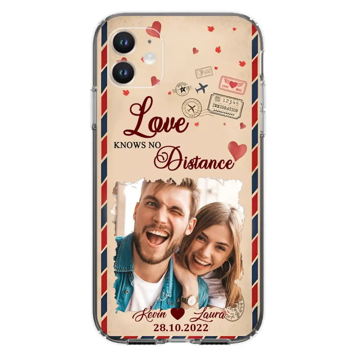 Custom Personalized Couple Phone Case - Gift Idea For Couple/ Valentines Day - Upload Photo - Love Knows No Distance - Case For iPhone/ Samsung