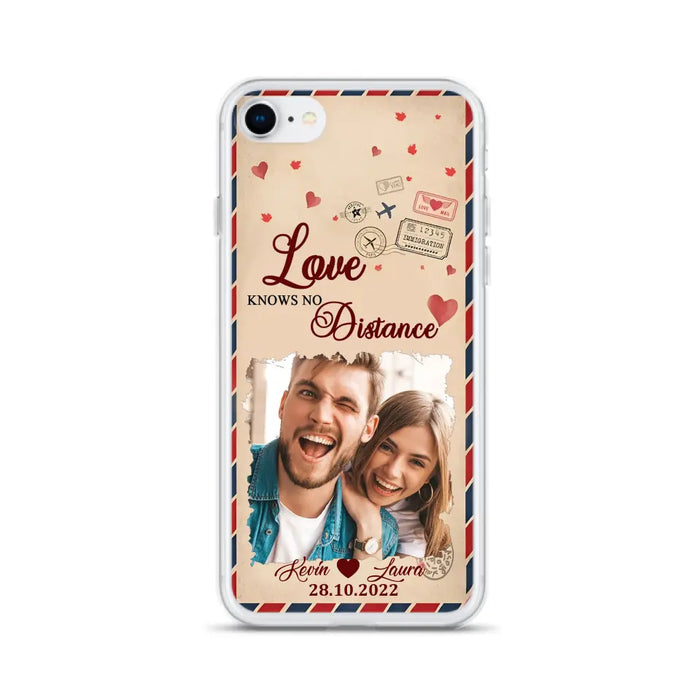 Custom Personalized Couple Phone Case - Gift Idea For Couple/ Valentines Day - Upload Photo - Love Knows No Distance - Case For iPhone/ Samsung