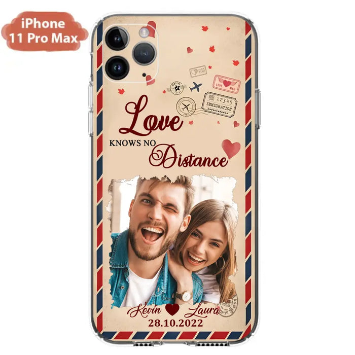 Custom Personalized Couple Phone Case - Gift Idea For Couple/ Valentines Day - Upload Photo - Love Knows No Distance - Case For iPhone/ Samsung