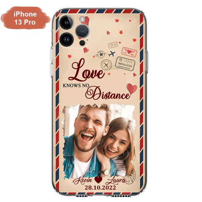 Custom Personalized Couple Phone Case - Gift Idea For Couple/ Valentines Day - Upload Photo - Love Knows No Distance - Case For iPhone/ Samsung