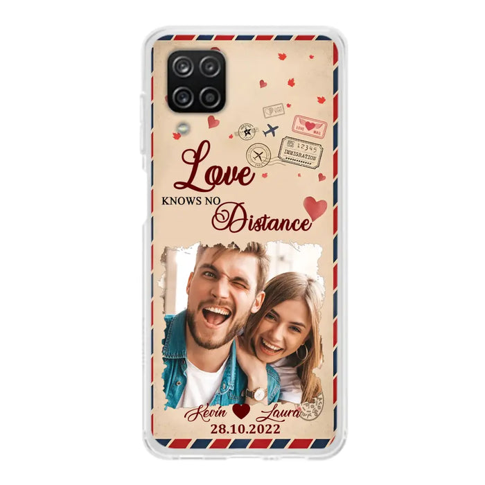 Custom Personalized Couple Phone Case - Gift Idea For Couple/ Valentines Day - Upload Photo - Love Knows No Distance - Case For iPhone/ Samsung