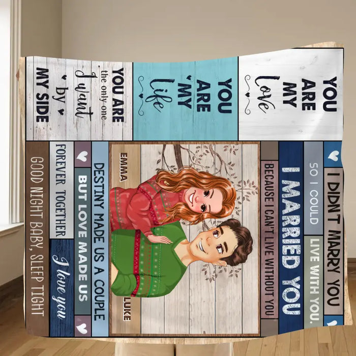 Custom Personalized Couple Husband And Wife Single Layer Fleece Blanket/ Quilt Blanket - Gift Idea For Couple/ Him/ Her/ Valentine's Day - I Can't Live Without You