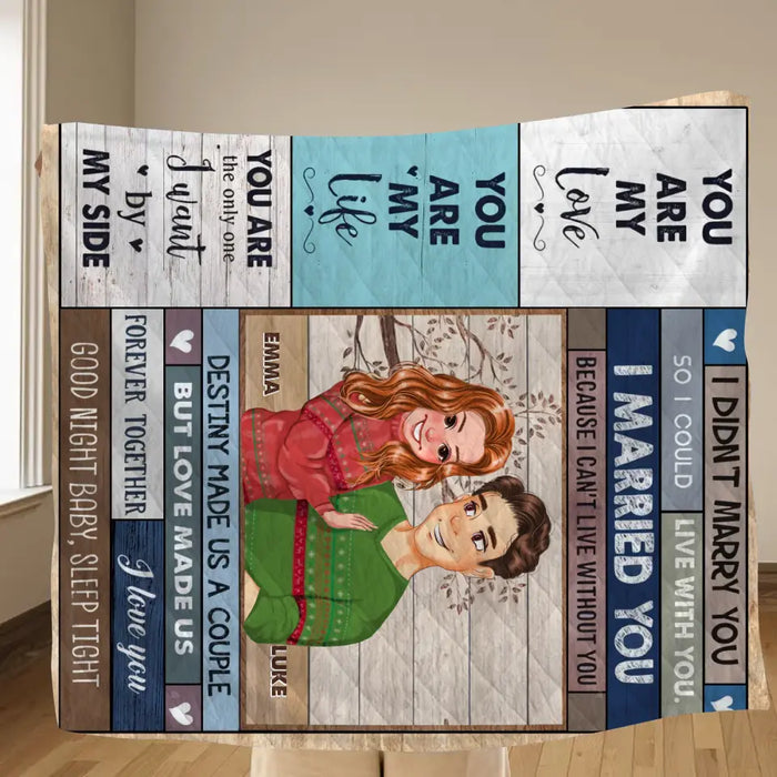 Custom Personalized Couple Husband And Wife Single Layer Fleece Blanket/ Quilt Blanket - Gift Idea For Couple/ Him/ Her/ Valentine's Day - I Can't Live Without You