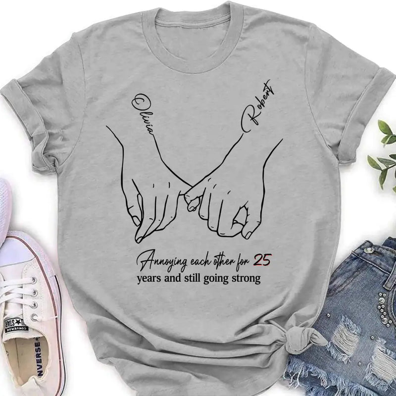 Personalized Couple Shirt/Hoodie - Gift Idea For Couple/Valentine's Day - Annoying Each Other For 25 Years And Still Going Strong