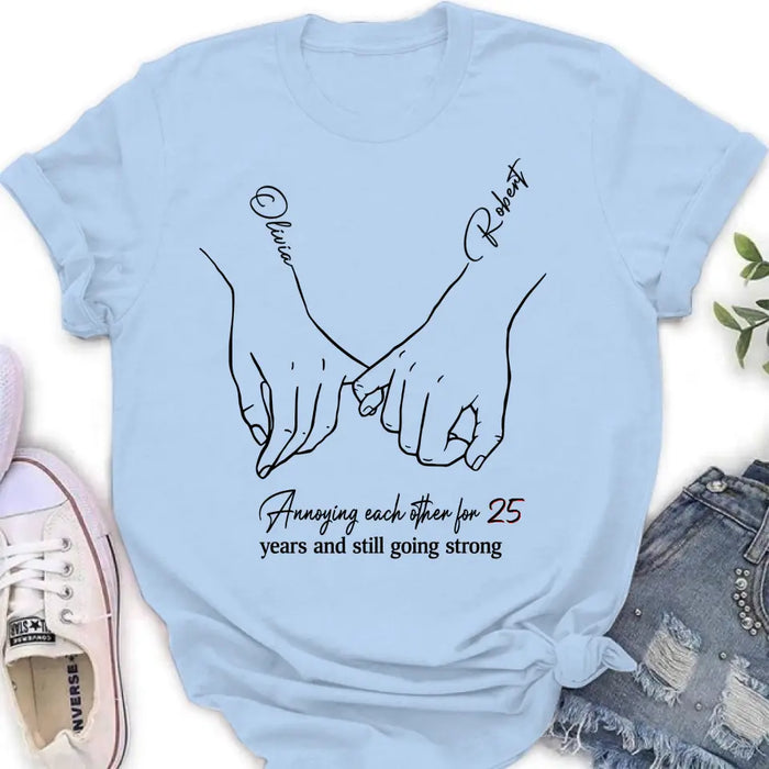 Custom Personalized Couple Shirt/Hoodie - Gift Idea For Couple/ Valentine's Day - Annoying Each Other For 25 Years And Still Going Strong