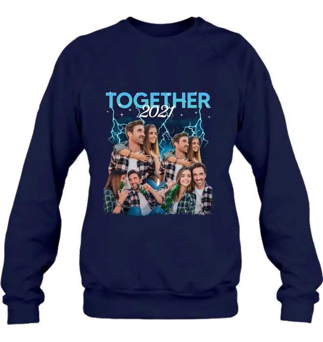 Custom Personalized Couple Together T-Shirt/ Long Sleeve/ Sweatshirt/ Hoodie - Upload Photos - Gift Idea For Couple