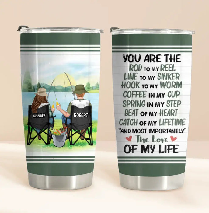 Custom Personalized Fishing Couple Tumbler - Gift Idea For Couple/Fishing Lovers - You Are The Rod To My Reel