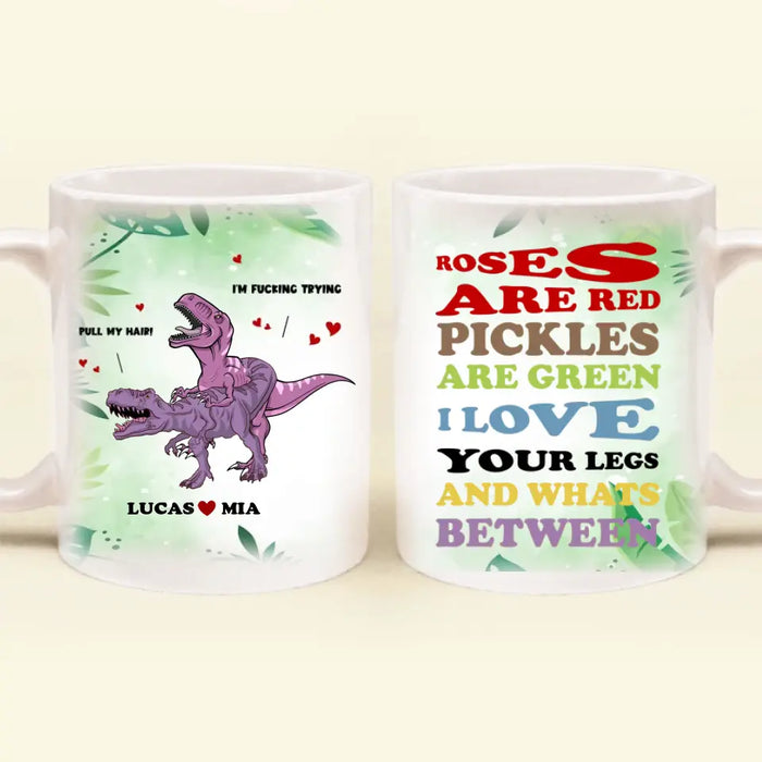 Custom Personalized Funny Couple Mug - Gift Idea For Couple/Him/Her/Valentine's Day - Roses Are Red Pickles Are Green