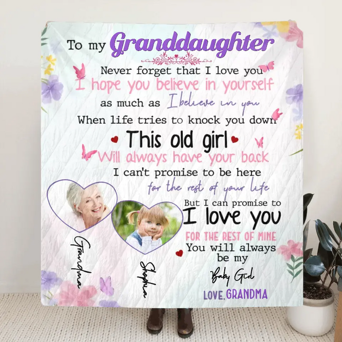 Custom Personalized To My Granddaughter Grandson Quilt Blanket/Single Layer Fleece Blanket -  Gift For Grandchildren