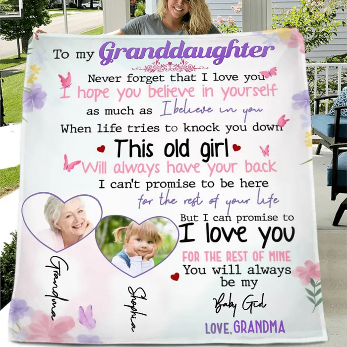 Custom Personalized To My Granddaughter Grandson Quilt Blanket/Single Layer Fleece Blanket -  Gift For Grandchildren