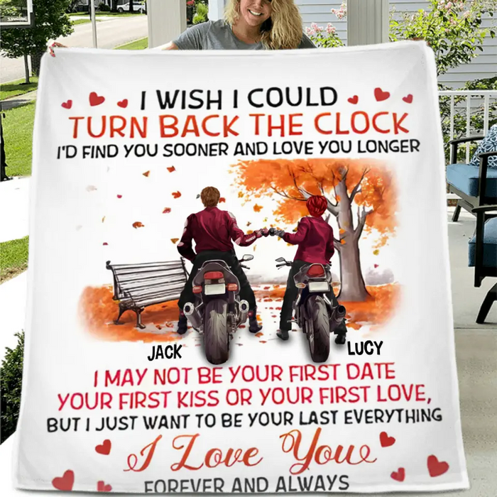 Personalized Couple Single Layer Fleece Blanket/ Quilt Blanket - Gift Idea For Couple/ Him/ Her/ Valentine's Day - I Wish I Could Turn Back The Clock