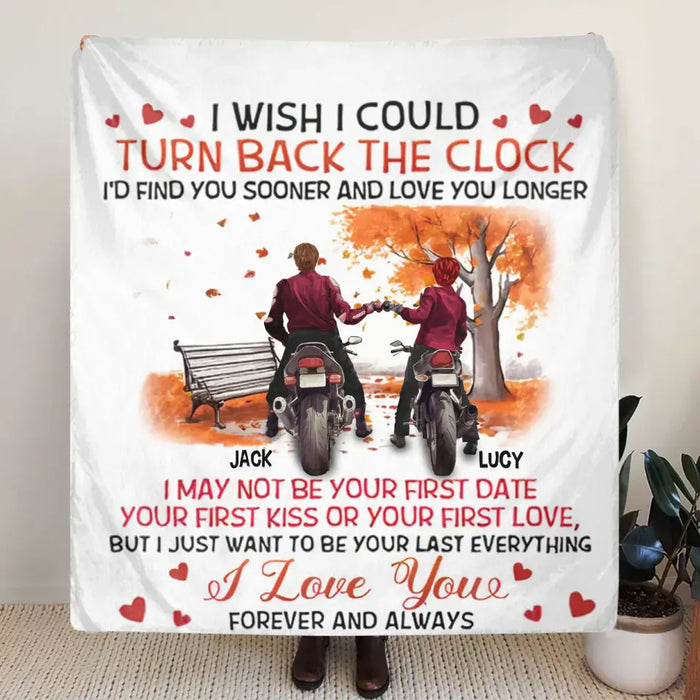 Personalized Couple Single Layer Fleece Blanket/ Quilt Blanket - Gift Idea For Couple/ Him/ Her/ Valentine's Day - I Wish I Could Turn Back The Clock