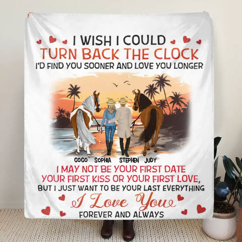 Personalized Riding Horse Couple Fleece Throw Blanket & Quilt - Valentine's Day Gift Idea For Couple/Him & Her - I'd Find You Sooner